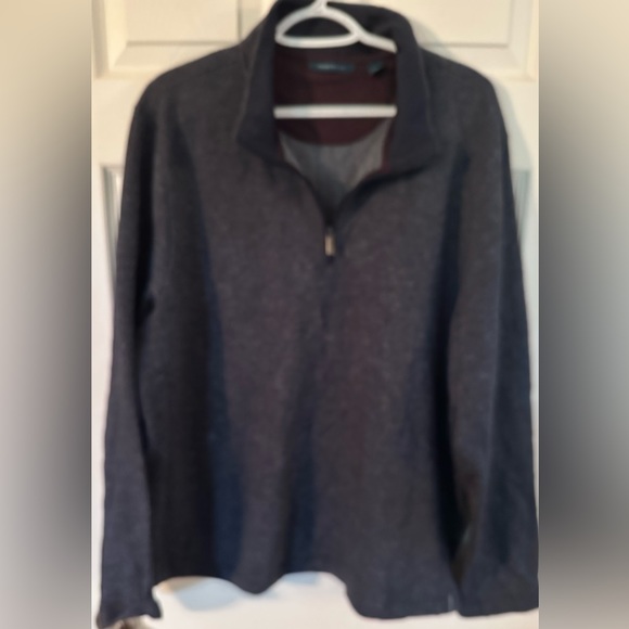 Perry Ellis Long Sleeve Textured Mesh Quarter Zip Jacket Size XL Charcoal Gray - Picture 5 of 8